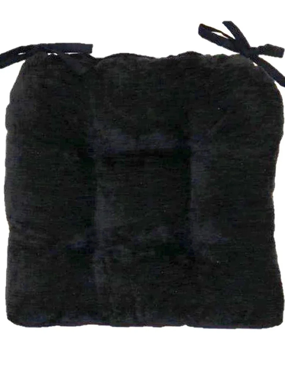 At Home Plush Faux Fur Reversible Tie Seat Cushions- Black